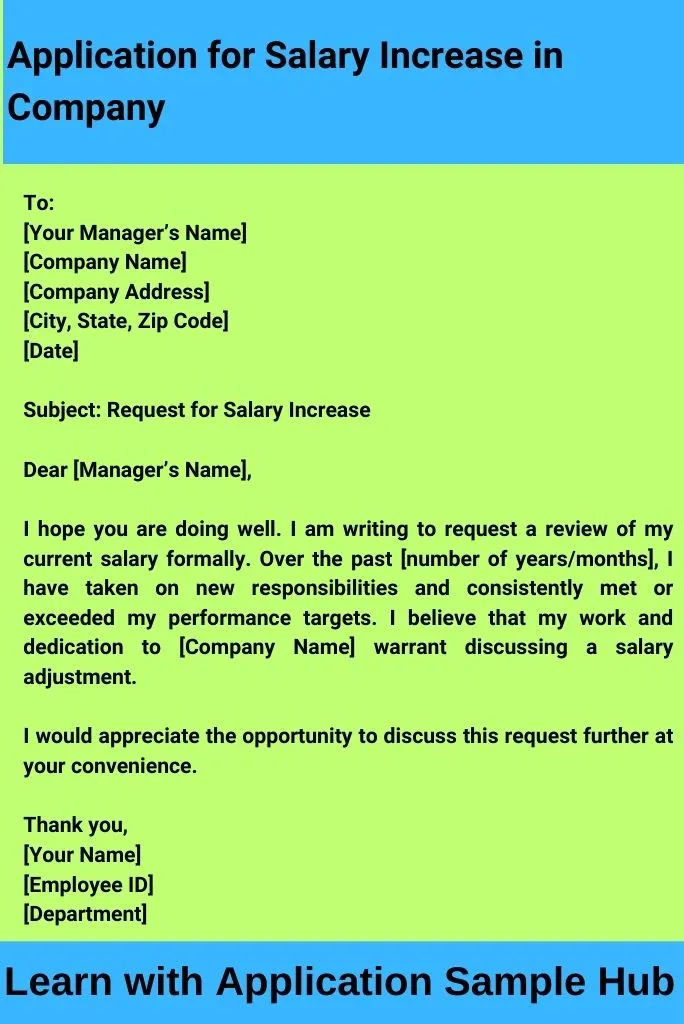 Application for Salary Increase in Company