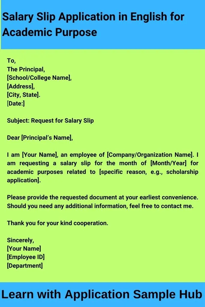 Salary Slip Application in English for Academic Purpose