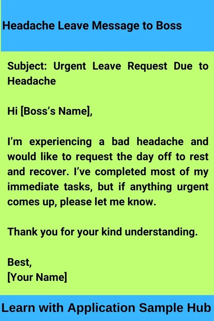 Headache Leave Message to Boss