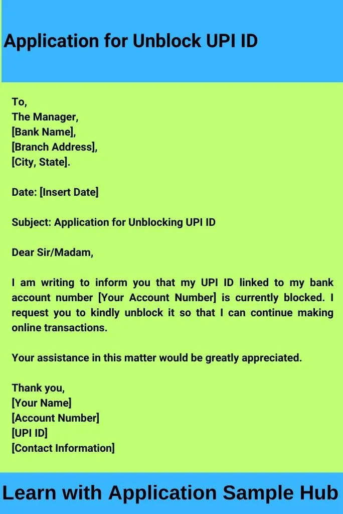 Application for Unblock UPI ID