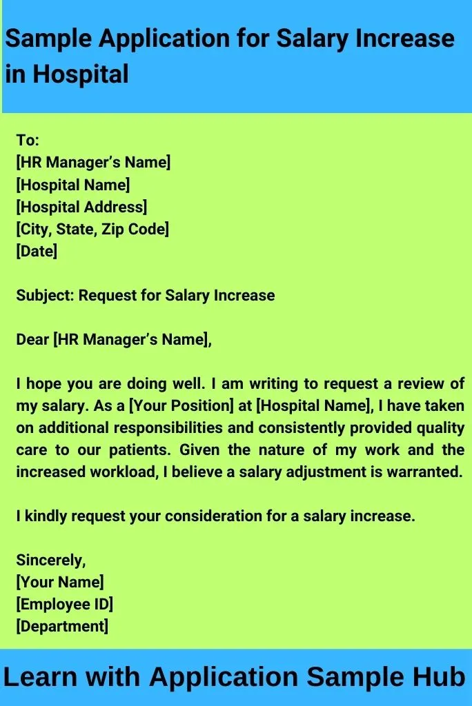 Sample Application for Salary Increase in Hospital