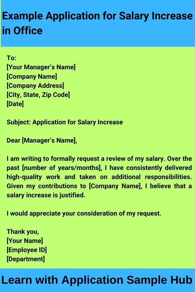 Example Application for Salary Increase in Office