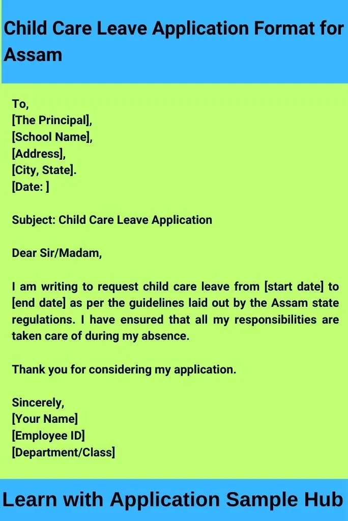 Child Care Leave Application Format for Assam