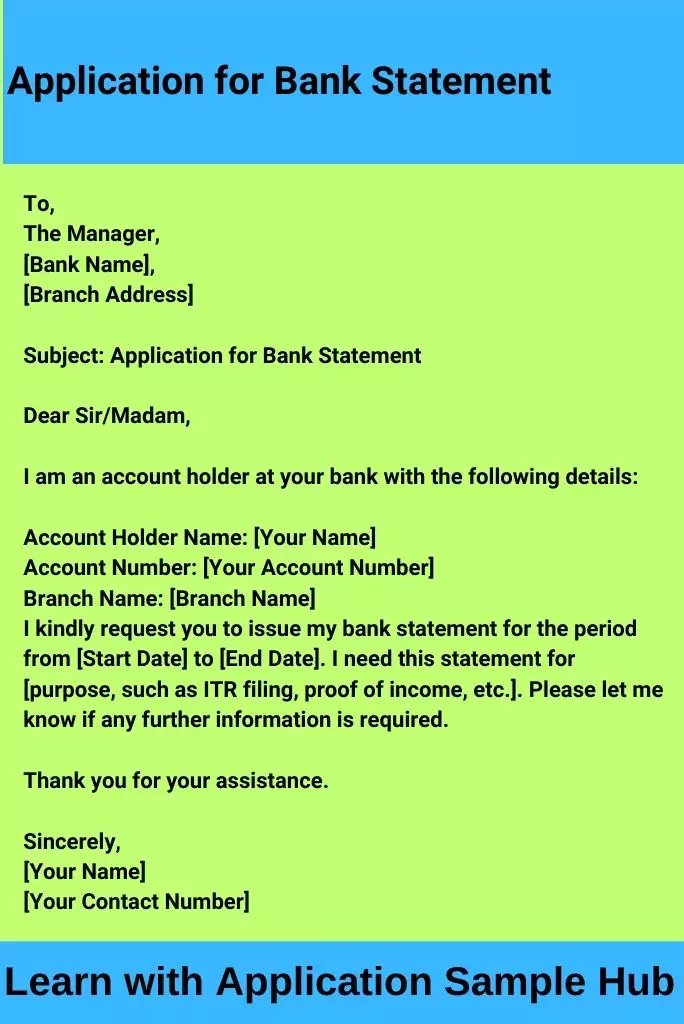 Application for Bank Statement