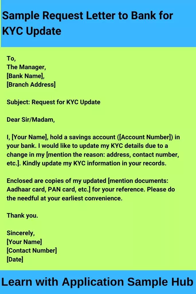 Sample Request Letter to Bank for KYC Update