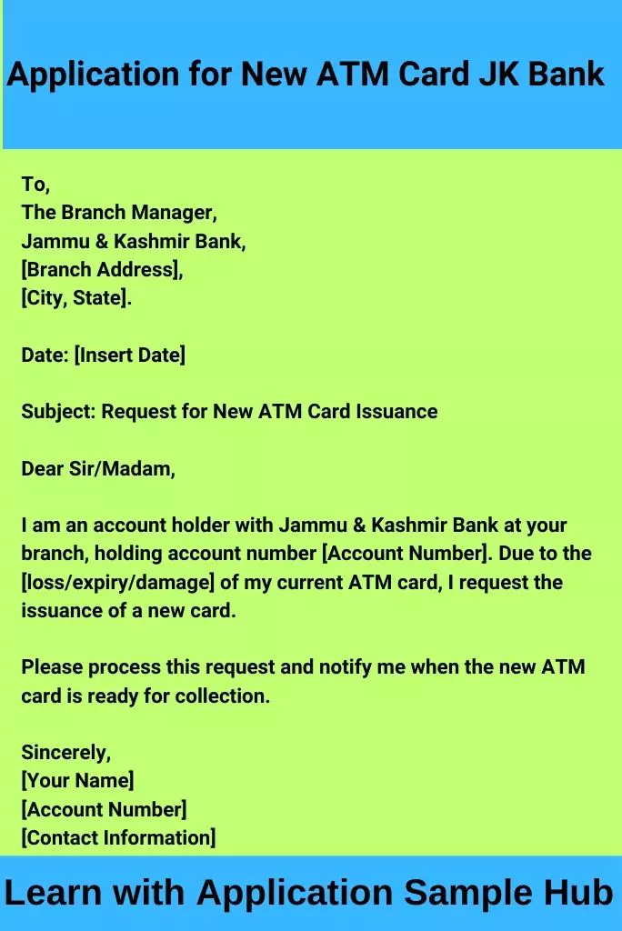 Application for New ATM Card JK Bank