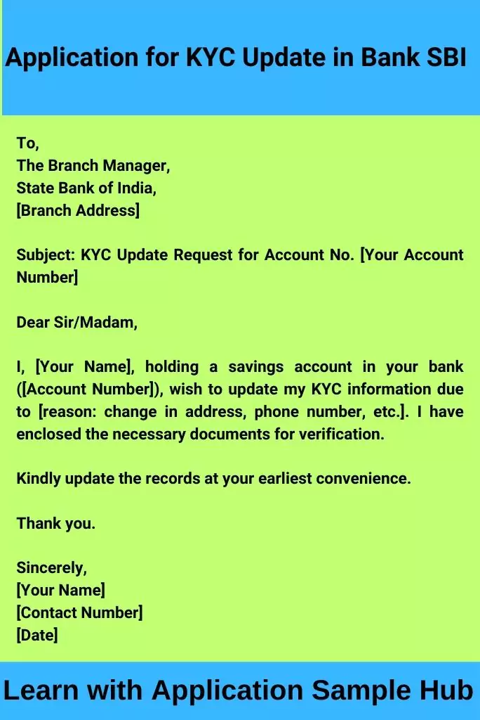 Application for KYC Update in Bank SBI