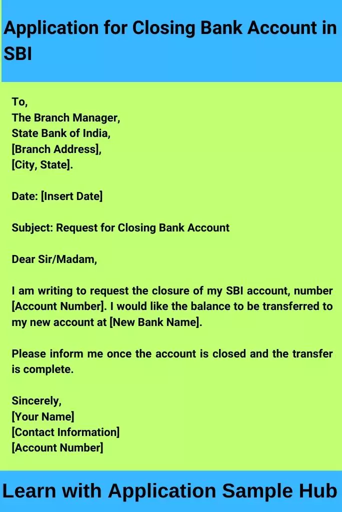 Application for Closing Bank Account in SBI