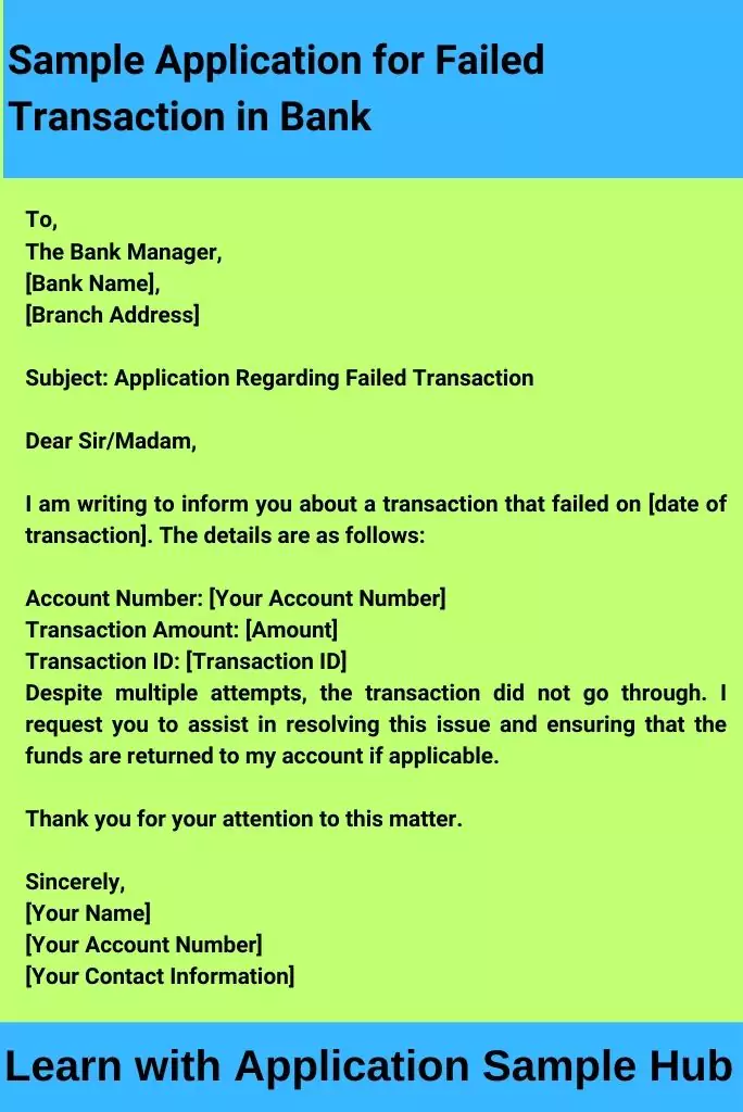 Sample Application for Failed Transaction in Bank