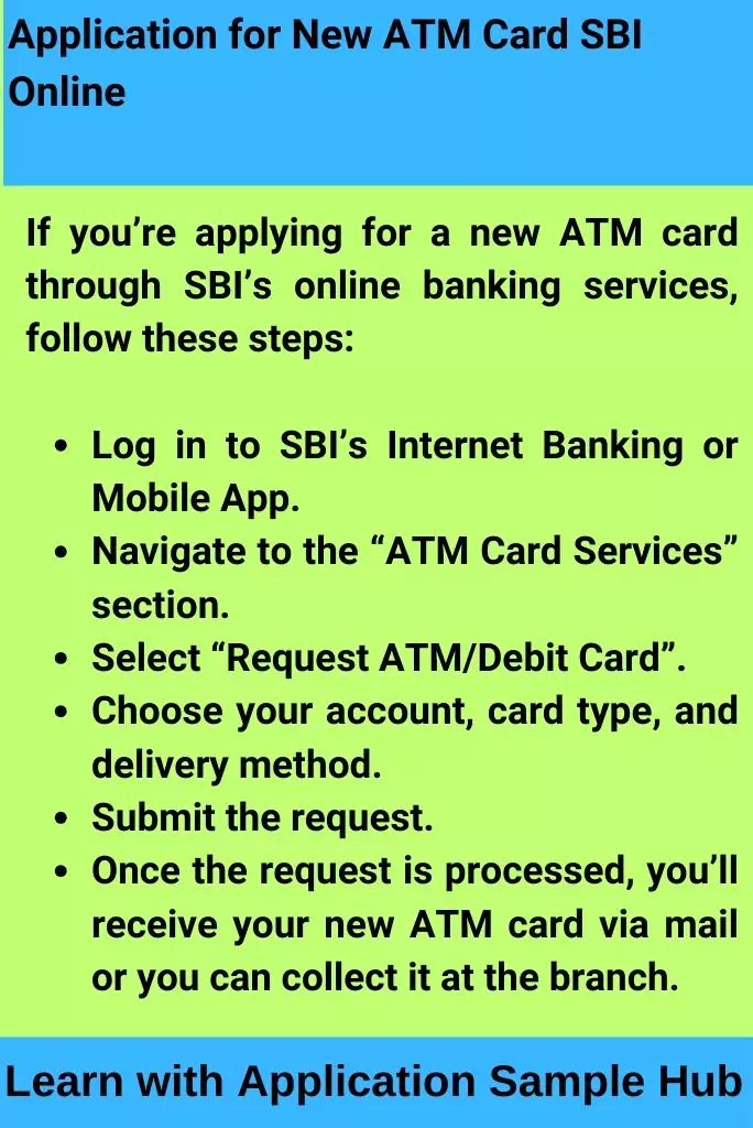 Application for New ATM Card SBI Online