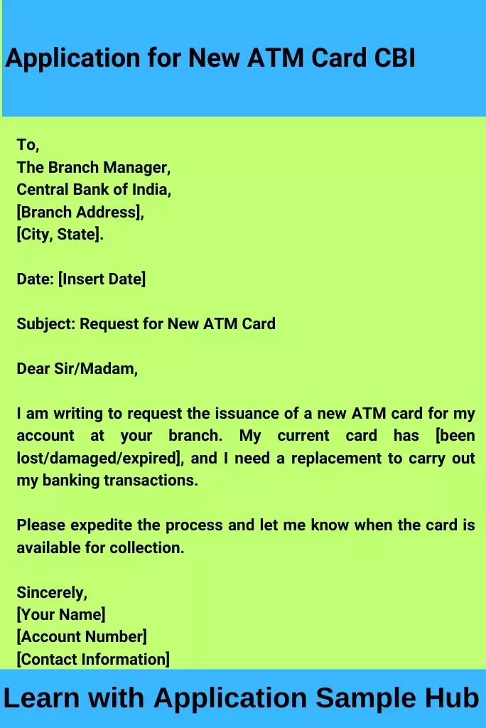 Application for New ATM Card CBI