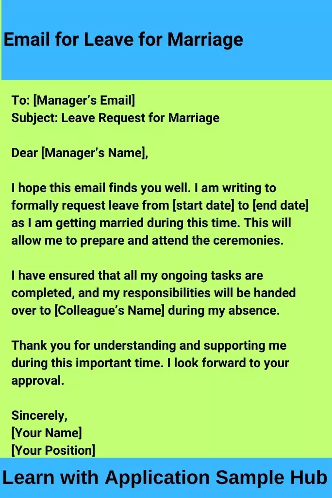 Email for Leave for Marriage