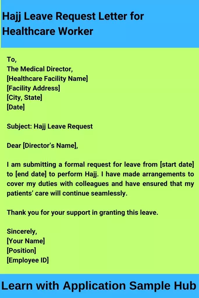 Hajj Leave Request Letter for Healthcare Worker