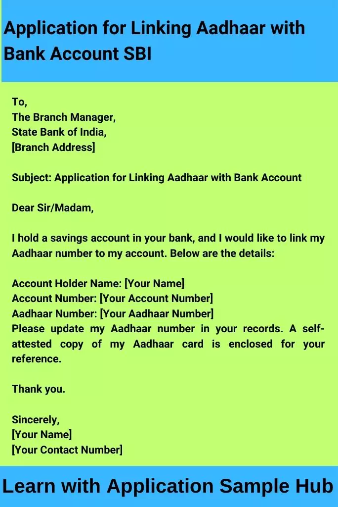 Application for Linking Aadhaar with Bank Account SBI