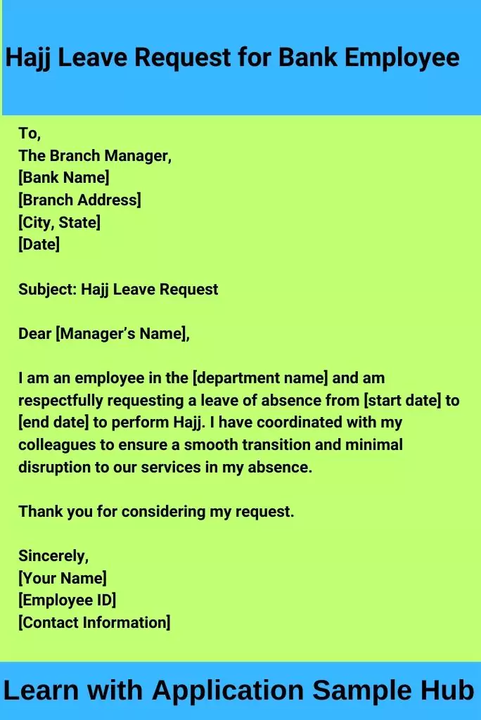 Hajj Leave Request for Bank Employee