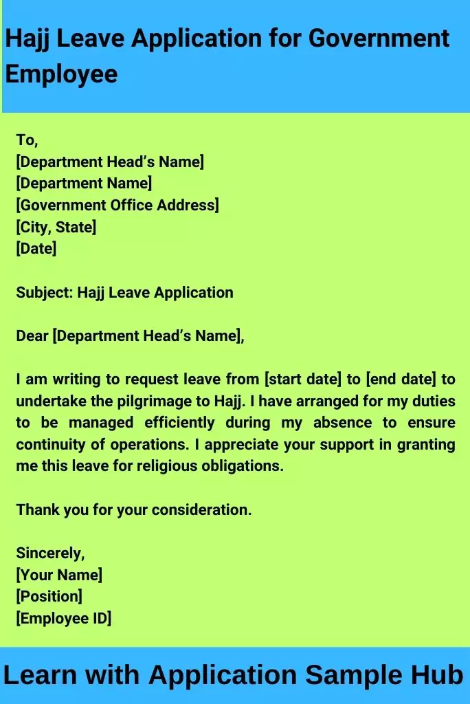 Hajj Leave Application for Government Employee