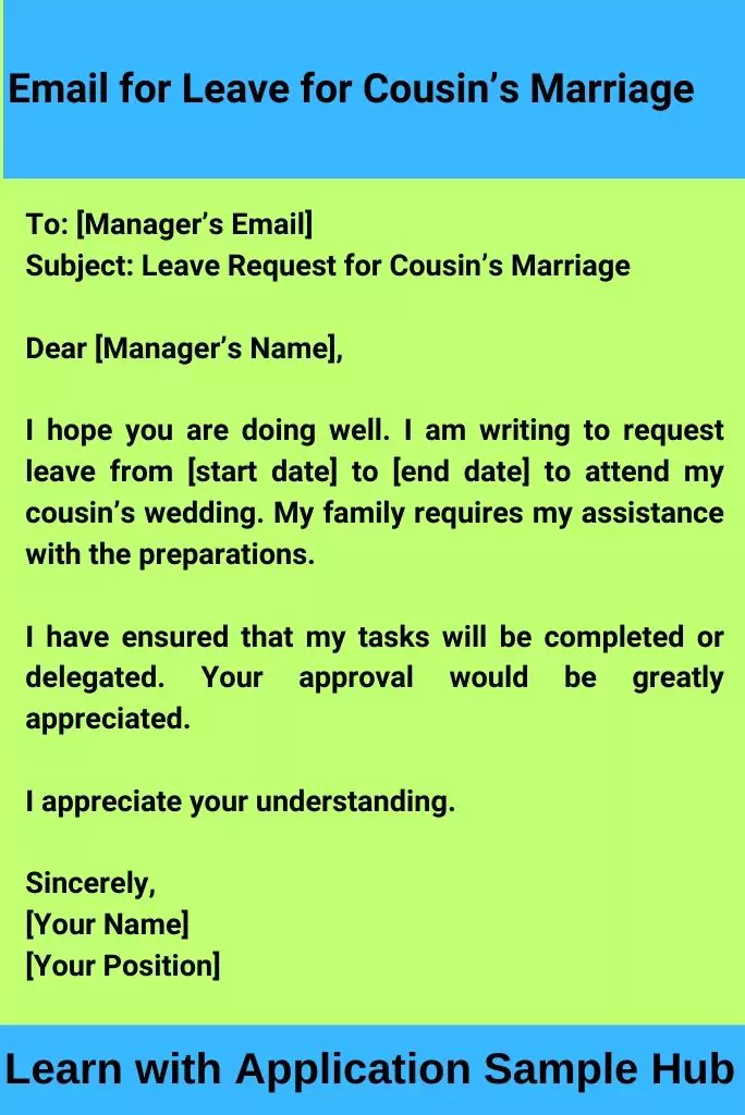 Email for Leave for Cousin’s Marriage