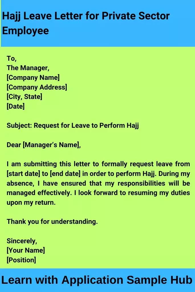 Hajj Leave Letter for Private Sector Employee