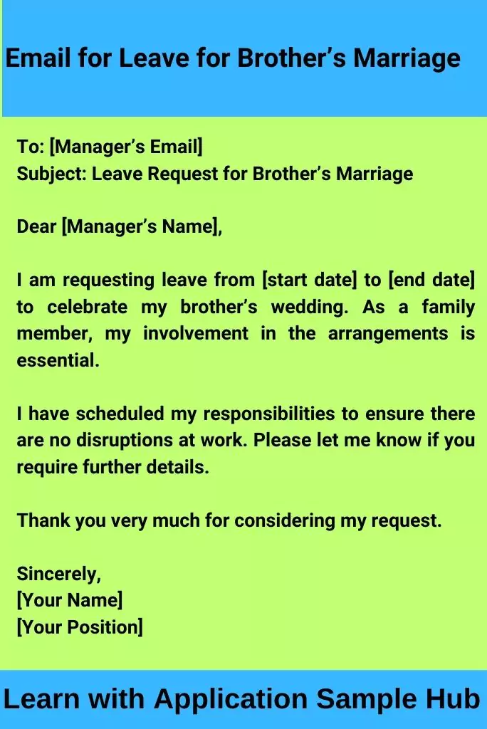 Email for Leave for Brother’s Marriage