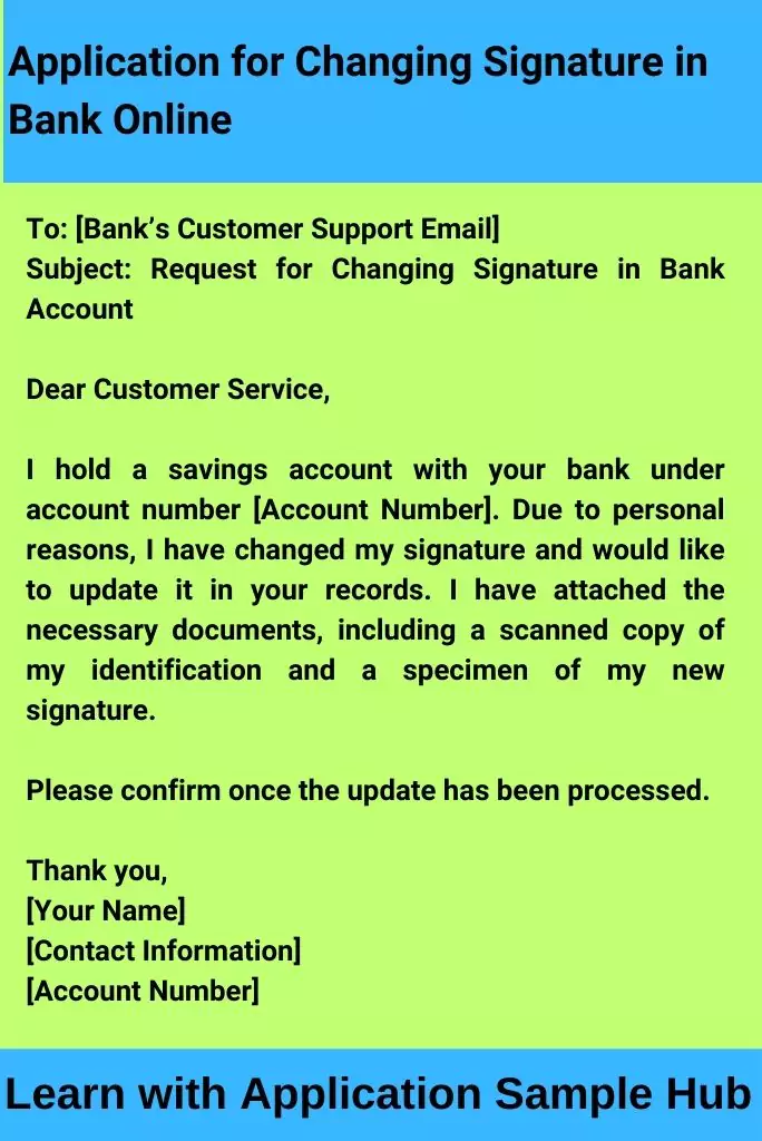 Application for Changing Signature in Bank Online