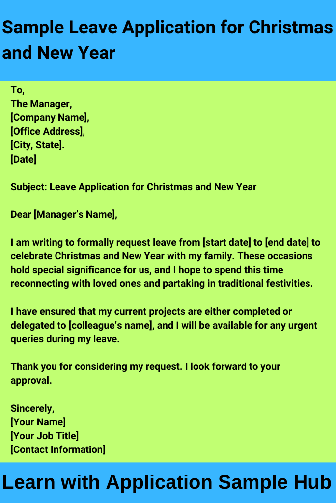 Sample Leave Application for Christmas and New Year