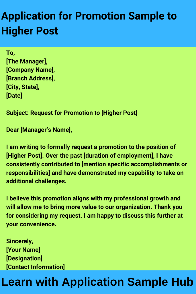 Application for Promotion Sample to Higher Post