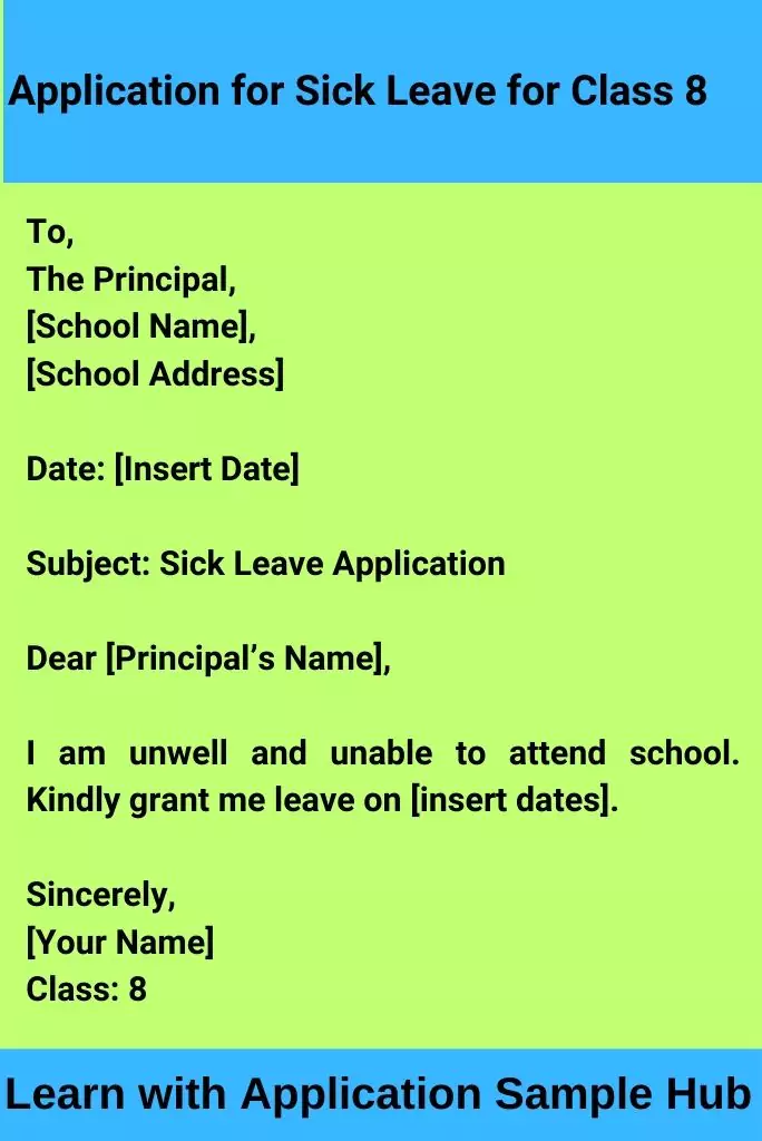 Application for Sick Leave for Class 8