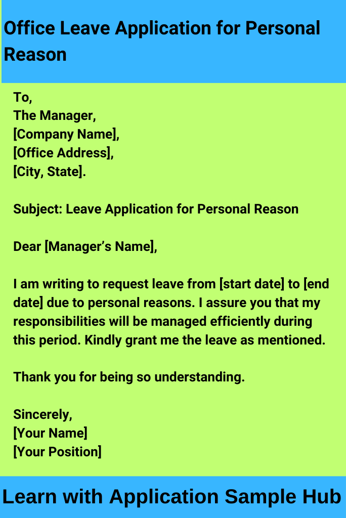 Office Leave Application for Personal Reason