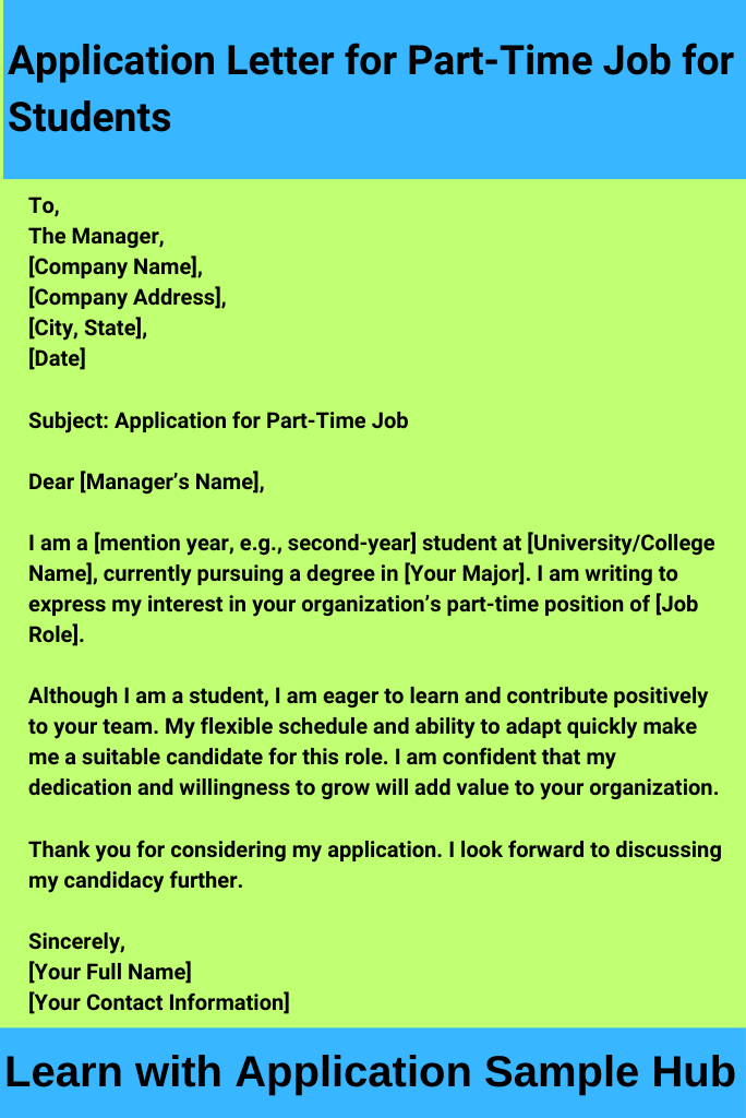 Application Letter for Part-Time Job for Students