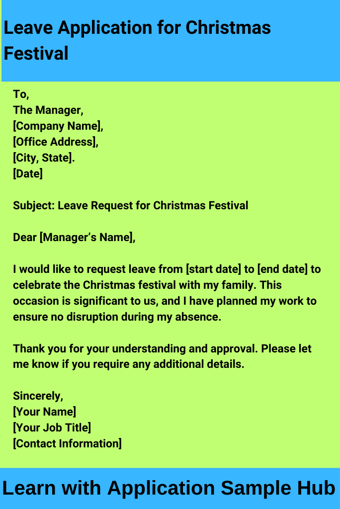 Leave Application for Christmas Festival