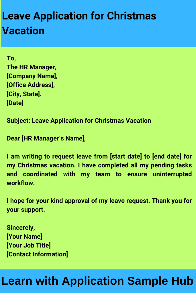 Leave Application for Christmas Vacation