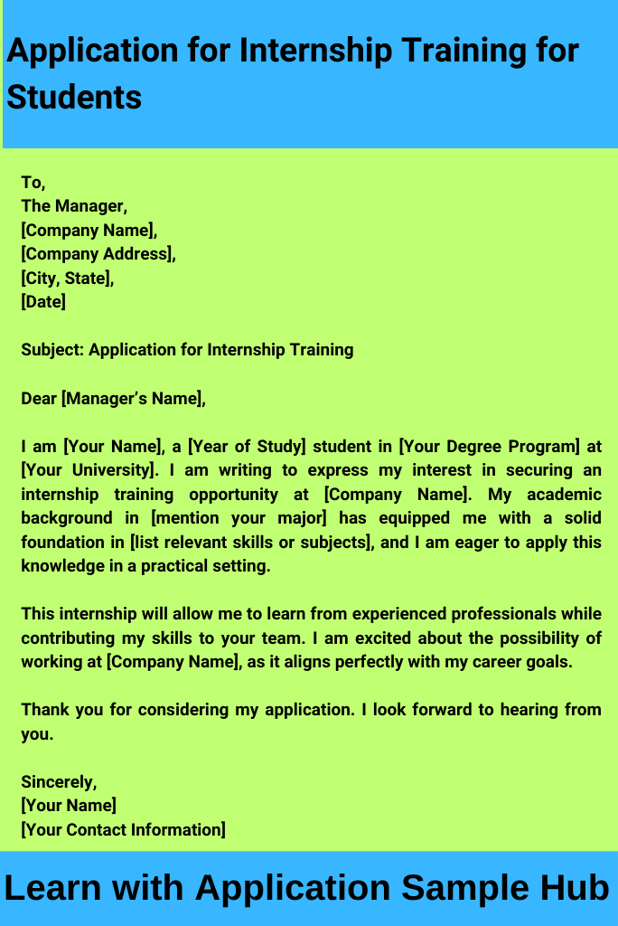 Application for Internship Training for Students