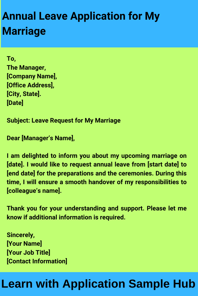 Annual Leave Application for My Marriage