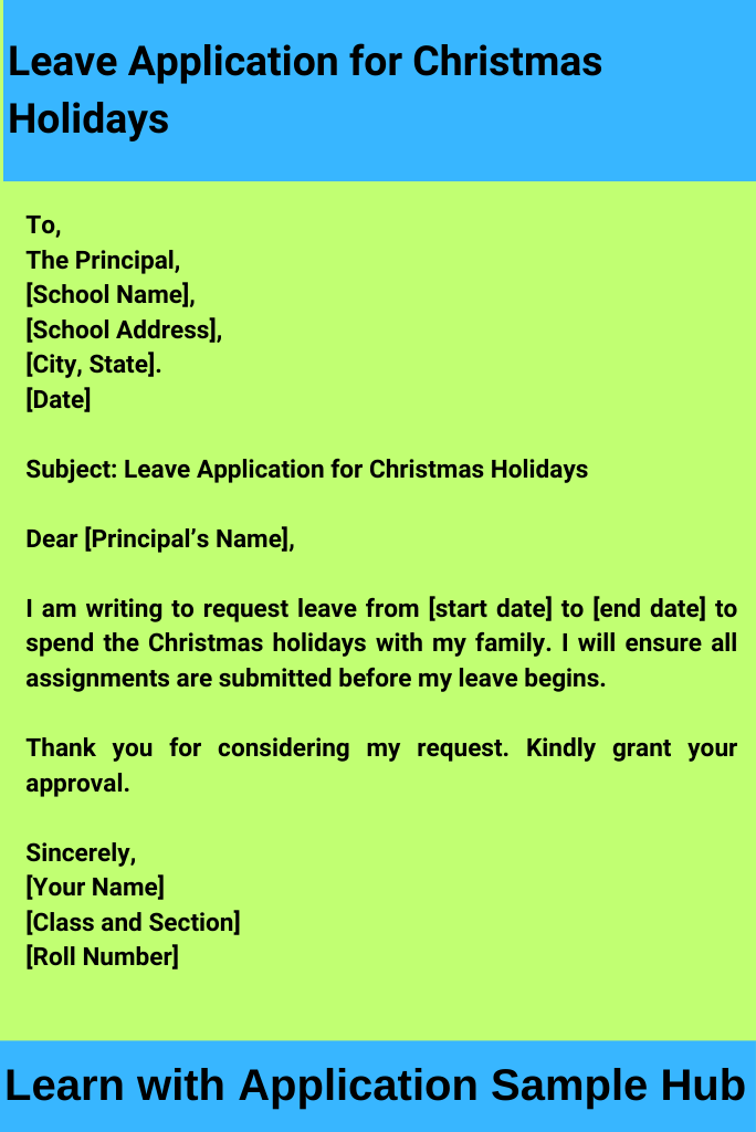 Leave Application for Christmas Holidays