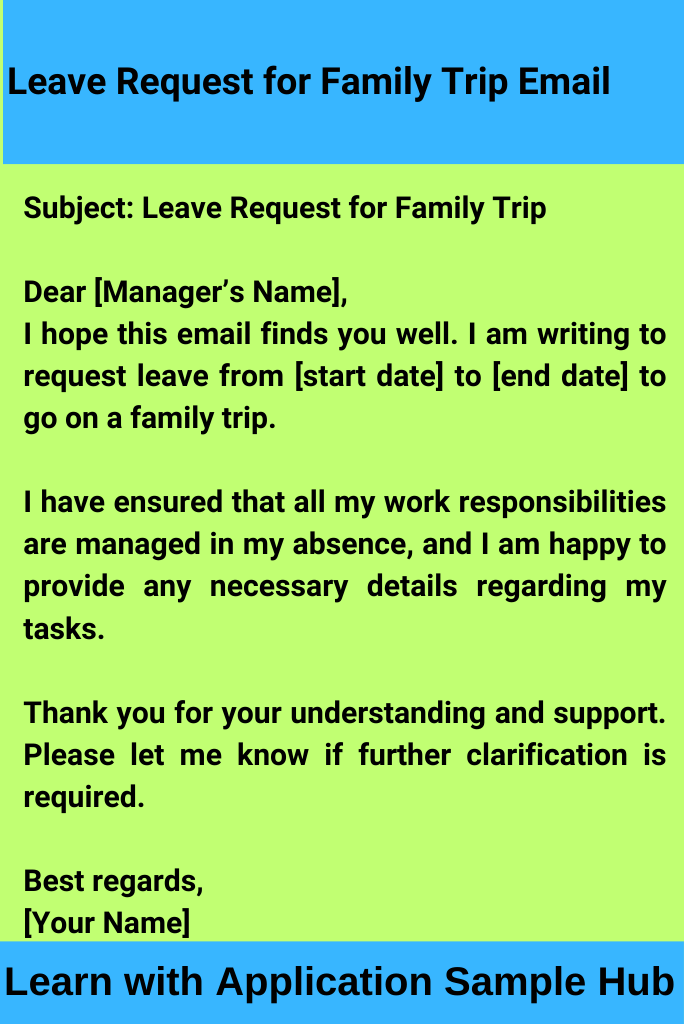 Leave Request for Family Trip Email