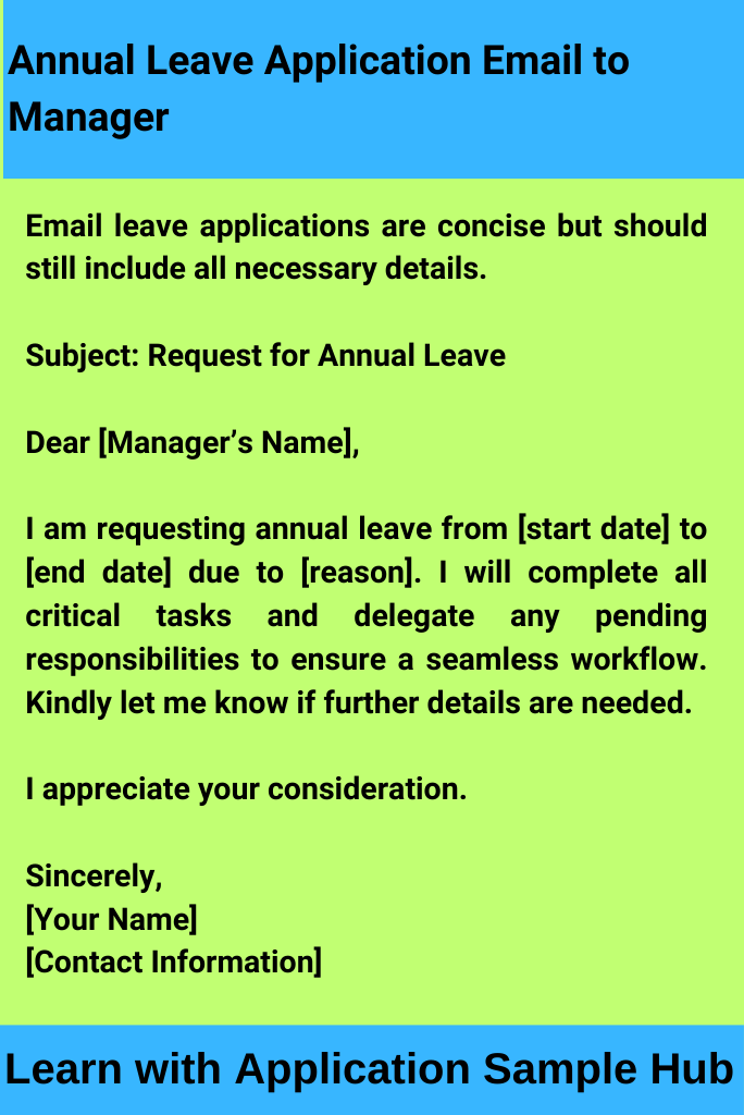 Annual Leave Application Email to Manager