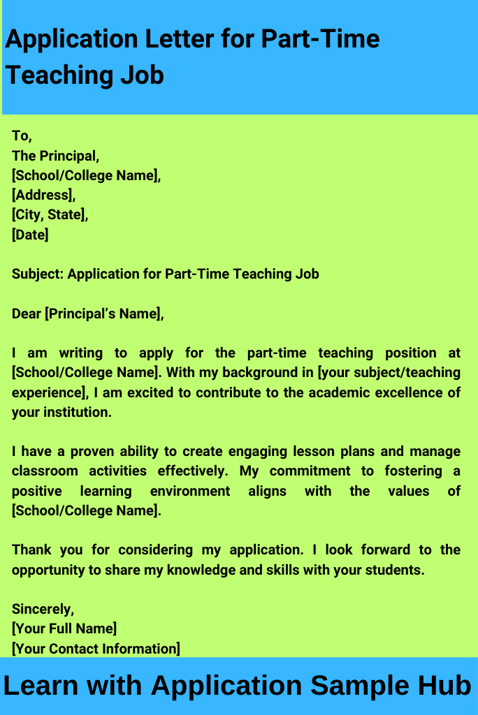 Application Letter for Part-Time Teaching Job