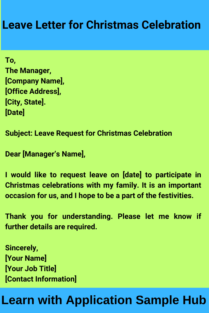 Leave Letter for Christmas Celebration