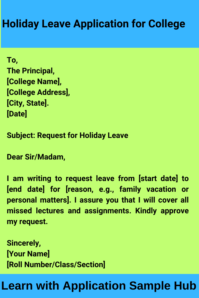 Holiday Leave Application for College