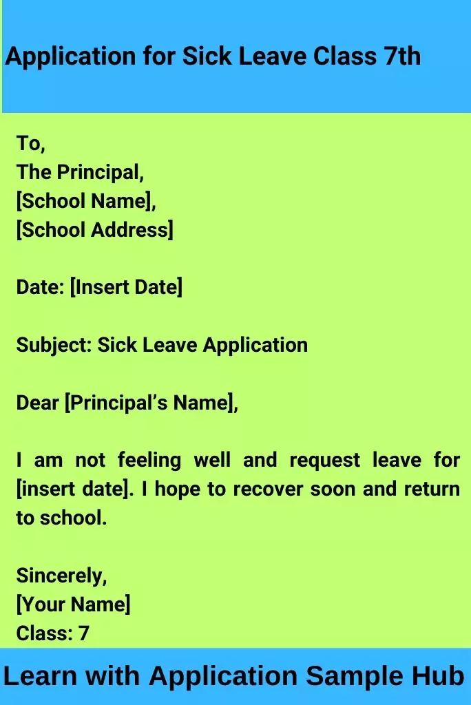 Application for Sick Leave Class 7th