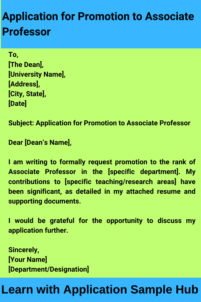 Application for Promotion to Associate Professor