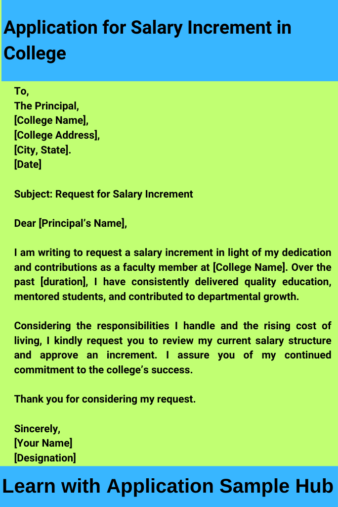 Application for Salary Increment in College