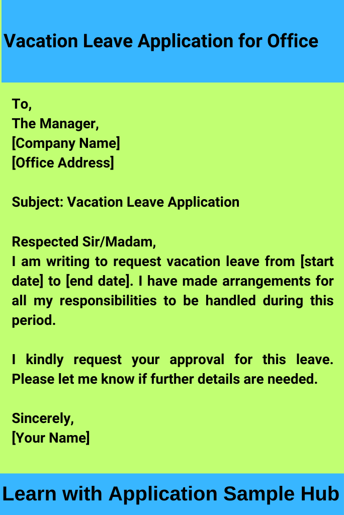 Vacation Leave Application for Office