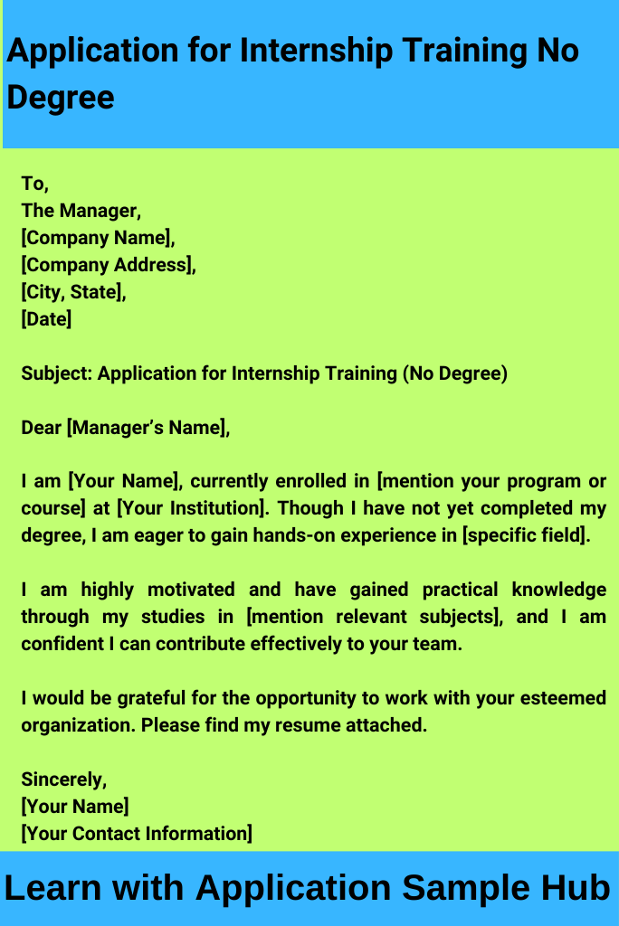 Application for Internship Training No Degree