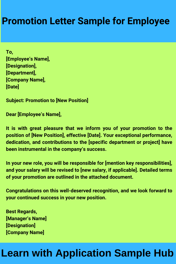 Promotion Letter Sample for Employee