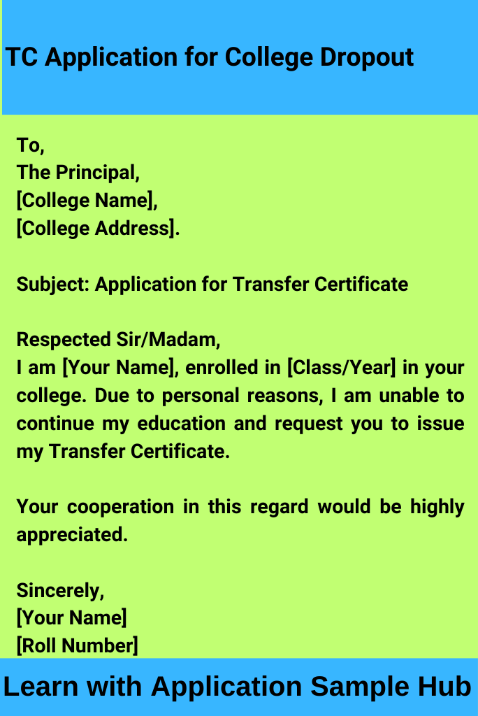 TC Application for College Dropout