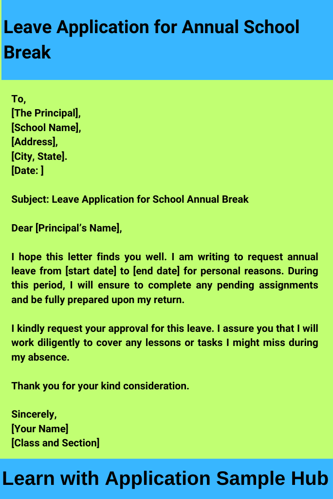 Leave Application for Annual School Break