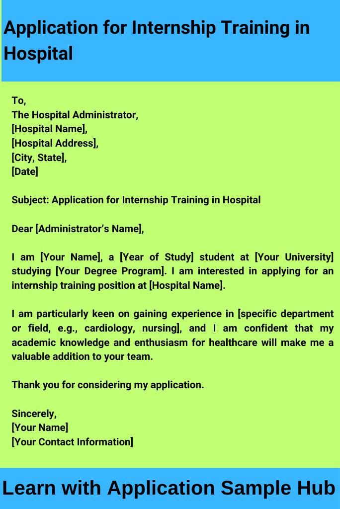 Application for Internship Training in Hospital