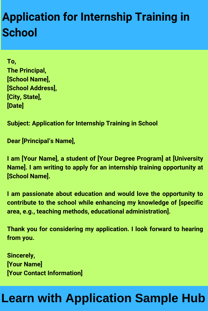 Application for Internship Training in School