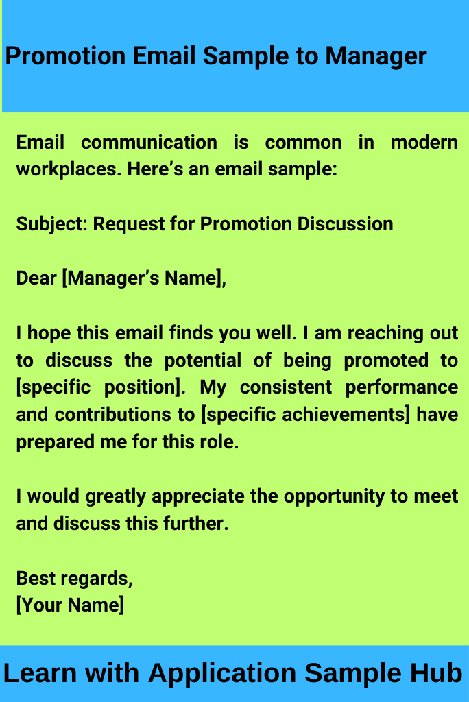 Promotion Email Sample to Manager